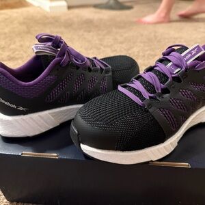 Reebok Women's Black and Purple Running Shoes alloy toe